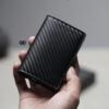 Slim Carbon Fiber Leather Card Holder with Single Slot Wallet