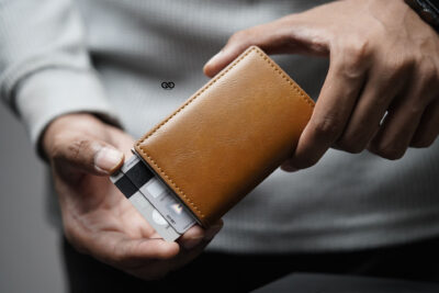Slim Vegan Leather Card Holder with Single Slot Wallet