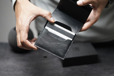 Black Slim Vegan Leather Card Holder with Single Slot Wallet 14 Black Slim Vegan Leather Card Holder with Single Slot Wallet