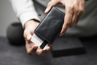 Black Slim Vegan Leather Card Holder with Single Slot Wallet 18 Black Slim Vegan Leather Card Holder with Single Slot Wallet