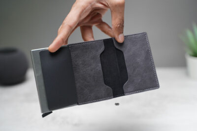 Personalized Slim Vegan Leather Card Holder with Single Slot Wallet