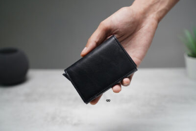 Personalized Slim Vegan Leather Card Holder with Single Slot Wallet