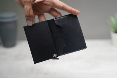 Personalized Slim Vegan Leather Card Holder with Single Slot Wallet
