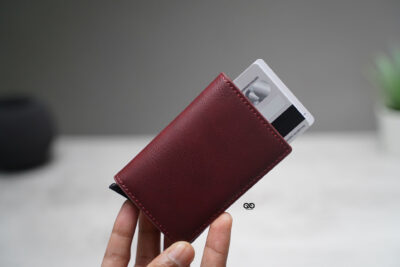 Personalized Slim Vegan Leather Card Holder with Single Slot Wallet