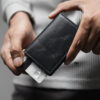 Black Slim Vegan Leather Card Holder with Single Slot Wallet