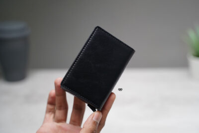 Personalized Slim Vegan Leather Card Holder with Single Slot Wallet