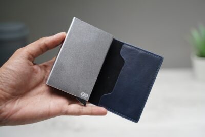 Personalized Slim Vegan Leather Card Holder with Single Slot Wallet