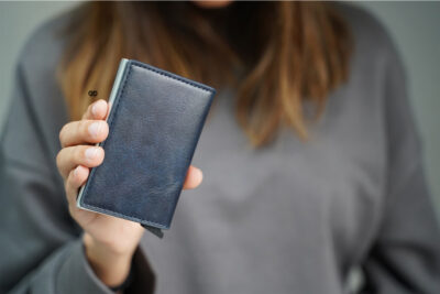 Personalized Slim Vegan Leather Card Holder with Single Slot Wallet