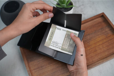 Black Slim Vegan Leather Card Holder with Single Slot Wallet 19 Black Slim Vegan Leather Card Holder with Single Slot Wallet