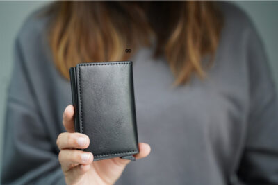Personalized Slim Vegan Leather Card Holder with Single Slot Wallet