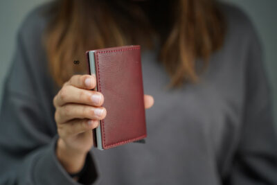 Personalized Slim Vegan Leather Card Holder with Single Slot Wallet