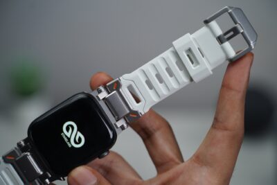 Titanium Buckle Band With White Glow Silicone Strap (it glows in the dark) For Apple Watch 44MM 45MM 46MM Series 4 5 6 7 8 9 10 11 (SE 2 3 Gen)