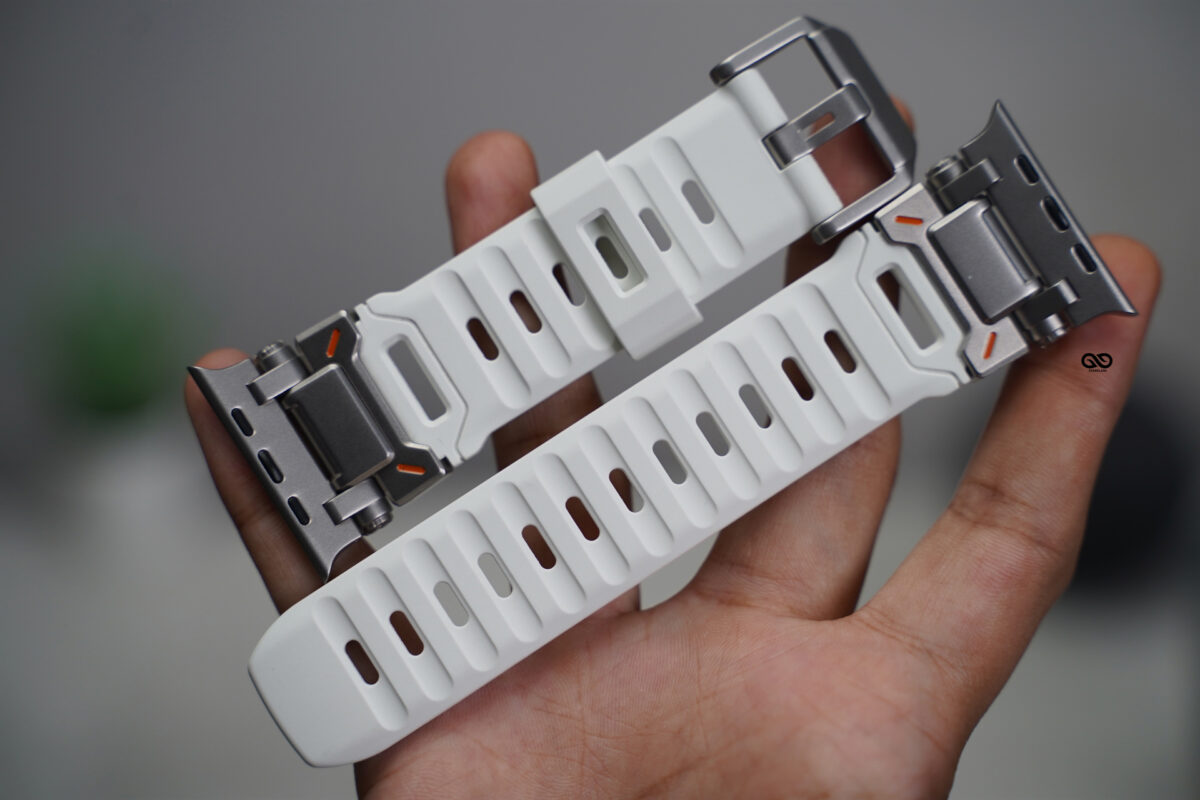 Titanium Buckle Band With White Glow Silicone Strap (it glows in the dark) For Apple Watch 44MM 45MM 46MM Series 4 5 6 7 8 9 10 11 (SE 2 3 Gen)