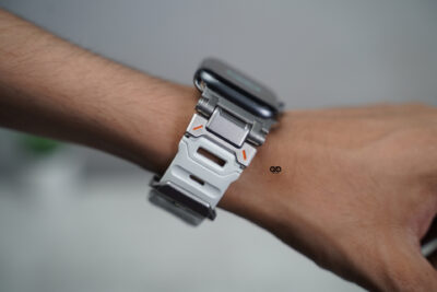 Titanium Buckle Band With White Glow Silicone Strap (it glows in the dark) For Apple Watch 44MM 45MM 46MM Series 4 5 6 7 8 9 10 11 (SE 2 3 Gen)