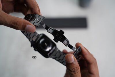 Black/Black Link Chain Strap For Apple Watch 44MM 45MM 46MM Series 4 5 6 7 8 9 10 11 (SE 2 3 Gen)