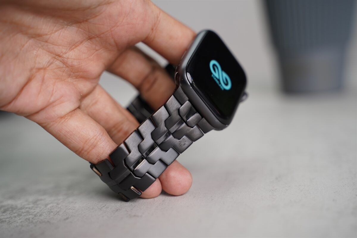 Black/Black Link Chain Strap For Apple Watch 44MM 45MM 46MM Series 4 5 6 7 8 9 10 11 (SE 2 3 Gen)