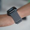 Grey Magnetic Leather Loop for Apple Watch 42MM 41MM 40MM Series 4 5 6 7 8 9 10 11 SE SE 2 Gen
