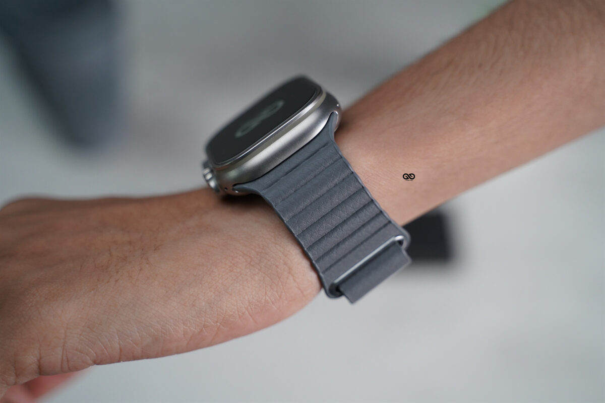 Grey Magnetic Leather Loop for Apple Watch 42MM 41MM 40MM Series 4 5 6 7 8 9 10 11 SE SE 2 Gen