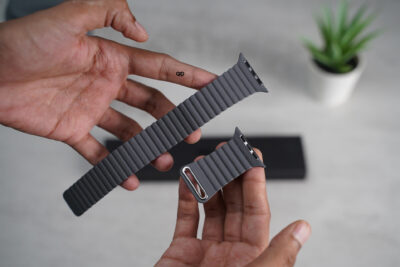 Grey Magnetic Leather Loop for Apple Watch 42MM 41MM 40MM Series 4 5 6 7 8 9 10 11 SE SE 2 Gen