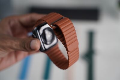 Saddle Tan Magnetic Leather Loop for Apple Watch 44MM 45MM 46MM Series 4 5 6 7 8 9 10 11 (SE 2 3 Gen)