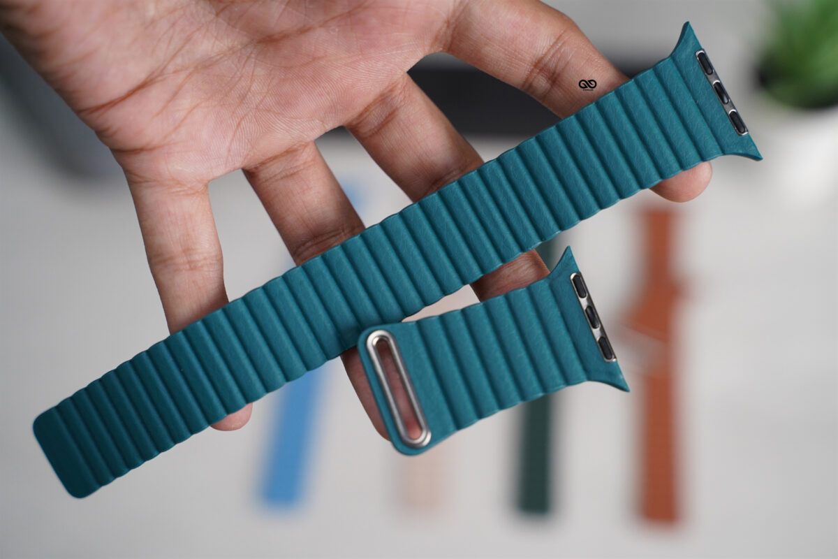 Pine Green Magnetic Leather Strap for Apple Watch 44MM 45MM 46MM Series 4 5 6 7 8 9 10 SE SE 2 Gen