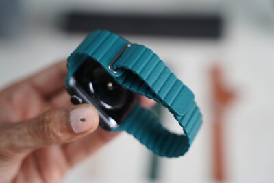 Pine Green Magnetic Leather Strap for Apple Watch 44MM 45MM 46MM Series 4 5 6 7 8 9 10 SE SE 2 Gen