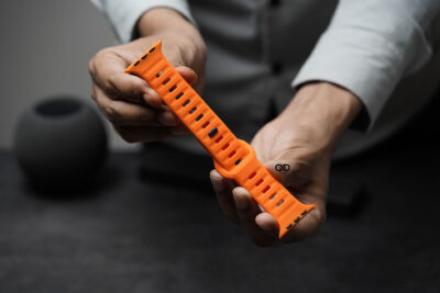 Neon Orange Waterproof Silicone Sports Bands For Apple Watch 49 (Series Ultra/Ultra 2/Ultra 3)