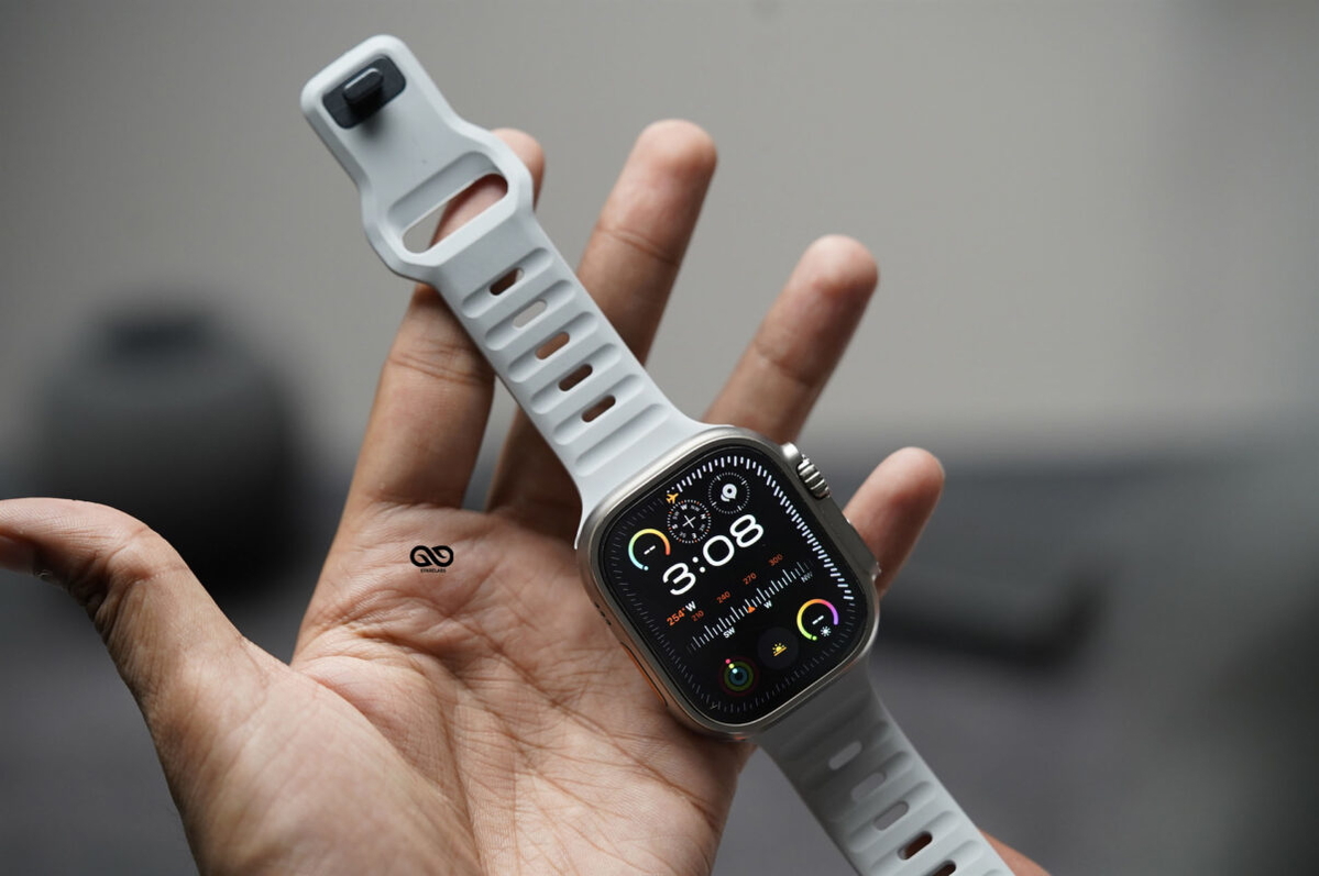 Powder Grey Waterproof Silicone Sports Bands for Apple Watch 49 MM Series Ultra/Ultra 2