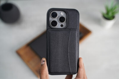 Black Vegan Leather Case With Flip Card For iPhone 14 Pro Max 9 Black Vegan Leather Case With Flip Card For iPhone 14 Pro Max