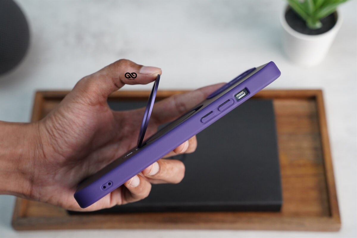 Deep Purple Alpha Magnetic Ring Case For iPhone 15 Plus