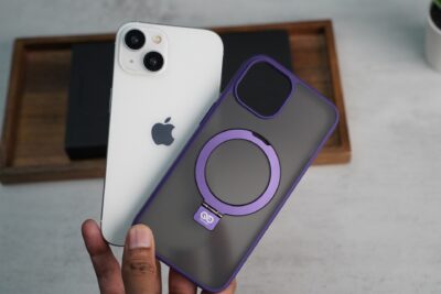 Deep Purple Alpha Magnetic Ring Case For iPhone 15 Plus