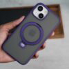 Deep Purple Alpha Magnetic Ring Case For iPhone 15 Plus