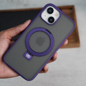 Deep Purple Alpha Magnetic Ring Case For iPhone 15 Plus