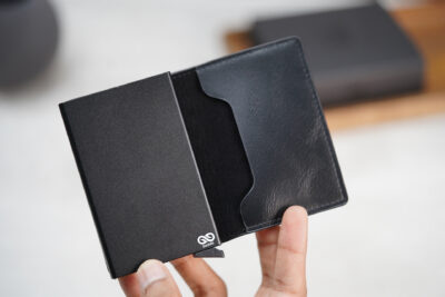 Personalized Slim Vegan Leather Card Holder with Single Slot Wallet