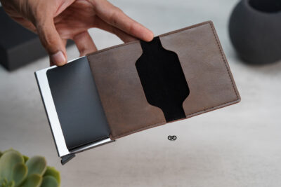 Personalized Slim Vegan Leather Card Holder with Single Slot Wallet