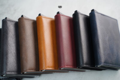Personalized Slim Vegan Leather Card Holder with Single Slot Wallet