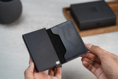 Personalized Slim Vegan Leather Card Holder with Single Slot Wallet