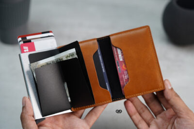 Personalized Slim Vegan Leather Card Holder with Single Slot Wallet