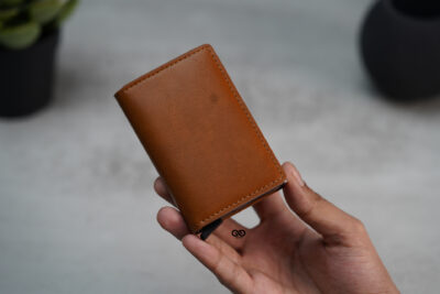 Personalized Slim Vegan Leather Card Holder with Single Slot Wallet