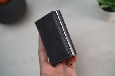 Personalized Slim Vegan Leather Card Holder with Single Slot Wallet