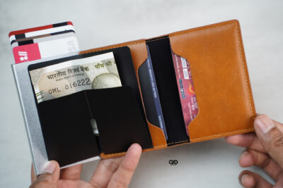 Personalized Slim Vegan Leather Card Holder with Single Slot Wallet