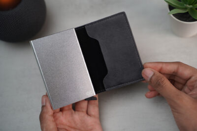 Personalized Slim Vegan Leather Card Holder with Single Slot Wallet