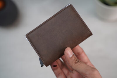Personalized Slim Vegan Leather Card Holder with Single Slot Wallet