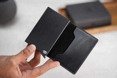 Personalized Slim Vegan Leather Card Holder with Single Slot Wallet
