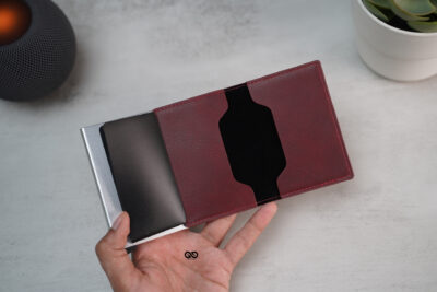 Personalized Slim Vegan Leather Card Holder with Single Slot Wallet