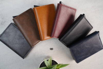 Personalized Slim Vegan Leather Card Holder with Single Slot Wallet