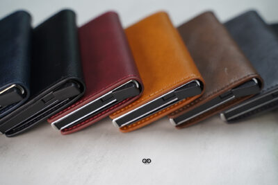 Personalized Slim Vegan Leather Card Holder with Single Slot Wallet