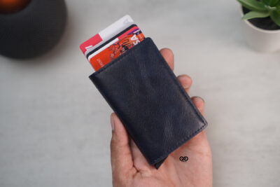 Personalized Slim Vegan Leather Card Holder with Single Slot Wallet