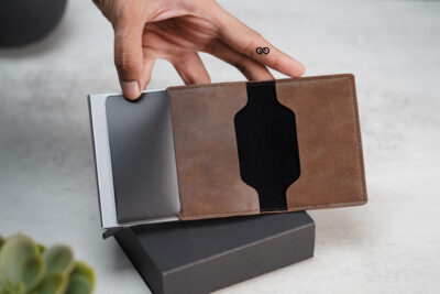 Personalized Slim Vegan Leather Card Holder with Single Slot Wallet