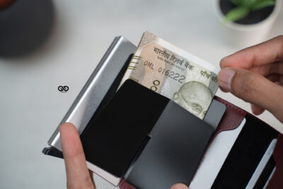 Personalized Vegan Leather Card And Cash Holder with Double Slot Wallet